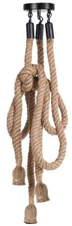 VOMI Hanfseil Pendelleuchte 3-Flammig Vintage Decken Pendellampe | Industrie DIY Hängelampe Seil E27 Fassung Textilkabel Deckenleuchte Hängeleuchten Schlafzimmer Wohnzimmer Küche Esstisch