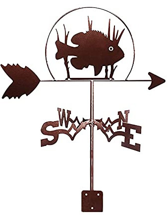 Wetterfahne Wetterfahne Schwarz Drache Katze Familie Sika Hirsch Windrichtungsanzeige Wetterhahn Metallprodukte Gartenstecker Kunst Dekor mit Montagehalterung (Grouper)