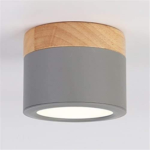 Foco pequeño de madera maciza creativa nórdica, luz empotrable montada en la pared de 5 W, lámpara de techo del pasillo del balcón del porche, instalación de superficie, luz de techo LED, gris, verde,