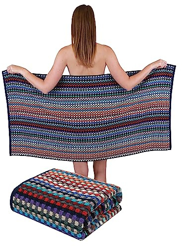 Betz 2 stycken badhanddukar XXL duschhanddukar bastuhandduk badhandduk 100 % bomull duschhandduk rutig färgglad storlek 70 x 140 cm