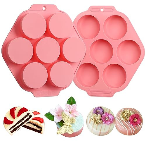 Sidosir 2 moldes de silicona Oreo para galletas y chocolate, 7 cavidades, cilindro redondo, moldes de cubierta de chocolate Oreo para dulces, moldes de silicona para hornear mini pasteles, gelatina