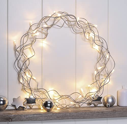 Benelando 40 LED Metall Weihnachtskranz mit Timer Adventskranz Metallkranz Leuchtkranz