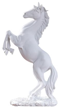Zyqixluk Statua del Cavallo Designato per La Casa, Statue di Decorazioni per Cavalli in Resina Scultura, Statue di Arte Animale, Decorazioni da Tavolo da Letto per Figurine del Soggiorno,Bianca