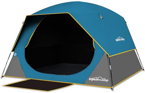 LOYEAHCAMP 4 Person Blackout Camping Tent, Easy Setup Waterproof Family Dome Tent for Camping with Rainfly, Portable Double Layer Large Family Tent for Outdoor Camping&Hiking