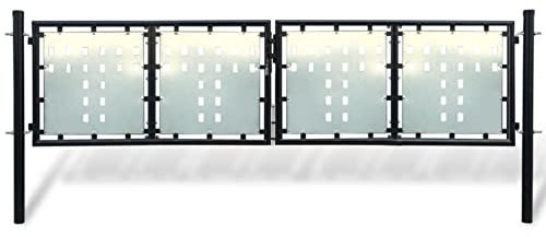 Mengtu Zauntor Einzeltor Gartentor Gartentür Zauntür Hoftor Gartenpforte Hoftür Pforte Tür Tor mit Schloss und 3 Schlüsseln Schwarz 300x125 cm Garten Möbel