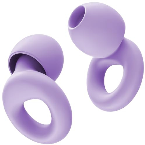 HOYIO 2 Pares Tapones Oidos Ruido Dormir, Tapones Oidos Cancelacion de Ruido 27 dB para Dormir Concierto Festival, Reutilizables y Lavables Suave, 8 Almohadillas en XS/S/M/L, Earplugs, Púrpura