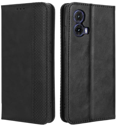 GOKEN Funda para Motorola Moto G85 5G - Carcasa de Cuero con Tapa y Cartera, Interior de Silicona Antigolpes, Cierre Magnético y Soporte Plegable, Cover Case -Negro