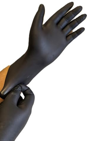 Sunrise Packaging Pack of 100 - Powder-Free Vinyl Gloves, Nitrile Gloves, Durable Latex-Free, Non-Sterile, Chemical Resistant Disposable Gloves (BLACK Nitrile Gloves, Small)