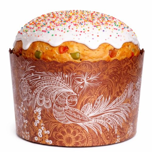 15 oz Easter Bread Paper Molds for Baking 12 Pack - Large Easter Bread Paper Mold Design - Kulich Paska Panettone Paper Mold
