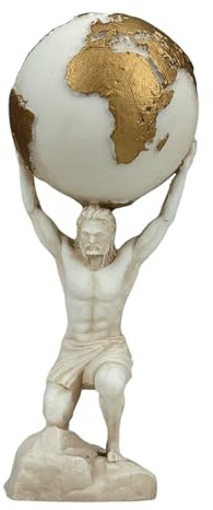 Atlas Titan Gott Statue Skulptur Figur Grau Patina gegossener Marmor 17,0 cm
