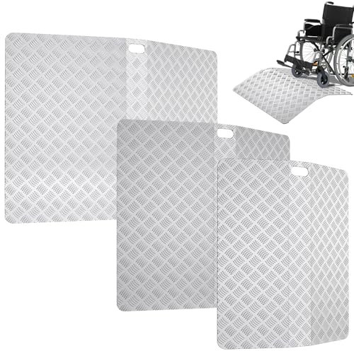 SUBTLETY Schwellenrampe aus Aluminium 100x70x10cm Bordsteinrampen Anti-Rutsch Auffahrrampe Ladekapazität bis 270KG Tragbare Rampen Türschwellen für PKW Auto Motorrad Rollstühle & Scooter