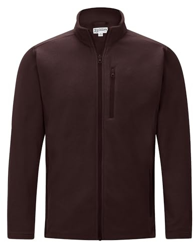 33 000 fot fleecejacka för herr ståkrage varm jacka herr lätt kofta övergångsjacka utomhus sweatjacka för vandring löpning fritid, BRUN, L