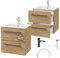 Deftrans Mueble bajo lavabo colgante con cajones 50 x 50 x 46 cm de madera, lavabo con armario bajo armario, armario con fregadero y grifo