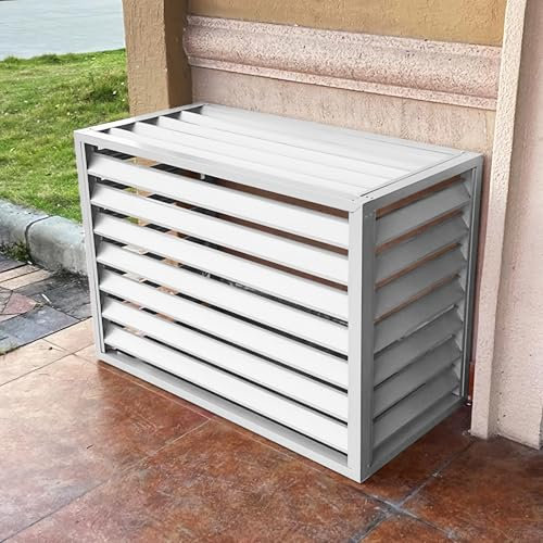 Couverture de Climatiseur en Aluminium Couvercle Extérieur Caché Résistant Aux Intempéries Écran Décoratif Barrière d'intimité Persiennes ​Grille de Climatisation Couvercle(White,100x50x70cm/39x20x28i