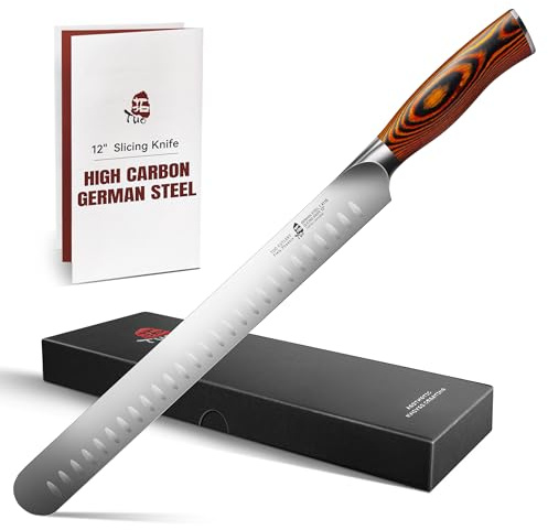 TUO Carving Knife, 12 inch Brisket Knife for Cutting Meat, Slicing Through Roast & Bacon, Sharp German Steel, Ergo Pakkawood Handle, BBQ Gifts for Men