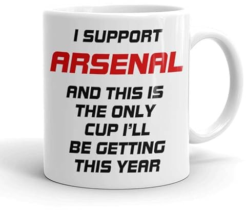 VIROSA Funny Football Mug – “This is the Only Cup I’ll Be Getting This Year” – Funny Gift for Arsenal Fans, Dad, Brother or Friend – 11oz Ceramic Coffee Cup – Birthday, Xmas, Father’s Day