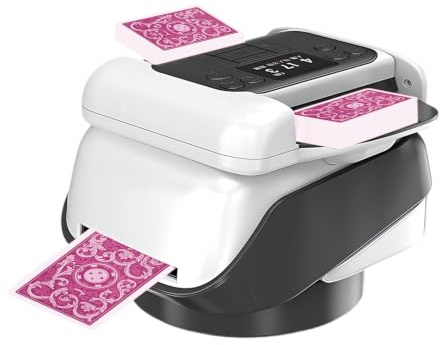 Mélangeur de cartes automatique 2 en 1, Machine à mélanger cartes électrique à longue autonomie, Distributeur de cartes à bas bruit, pour 1-8 joueurs, pour UNO, Poker, Skip BO, Blackjack, Texas Hold'e