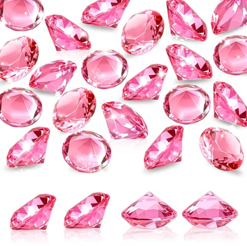 TOAOB 25 Stück Deko Diamanten Groß 30 mm Acryl Kristalle Rosa Transparent | Diamantkristalle Dekosteine Tischdeko Diamanten Streudeko für Vasen Hochzeit Dekoration