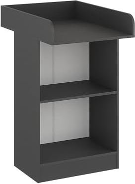 KOMTO Wickelkommode Anthrazit - Wickeltisch Schmal, Baby Kommode mit Wickelaufsatz abnehmbar, Baby Changing Table | Lulliblox M1