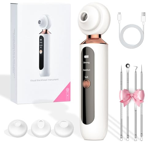 auvstar Aspiratore Punti Neri Viso con Lente D'ingrandimento e LED,Aspira Punti Neri Viso 3 Modalità,Estrattore Punti Neri Ricaricabile,Schiaccia Punti Neri Rimozione,per Uomini e Donne