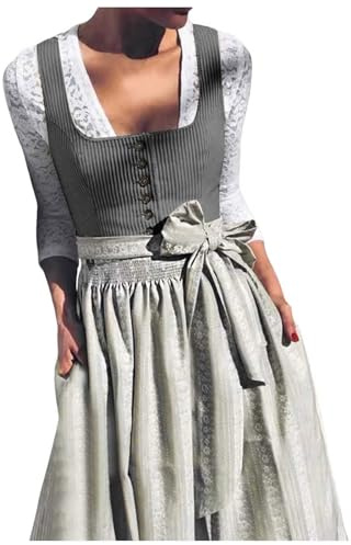 Dirndl Damen Midi, Große Größen Rosa Trachtenkleid Damen mit Blau Schürzen Dirndlkleid Damen Bayerisches Kleid Trachtenmode Trachtenrock Dirndlkleider Trachtenkleider Oktoberfest Outfits
