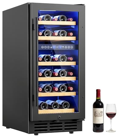 ICEVIVAL 15 Inch Under Counter Refrigerator, 29 Bottle Dual Zone Wine Fridge for Built-In or Freestanding Use, Features Removable Shelves and Glass Door, Small Refrigerator for Home or Office (Black)
