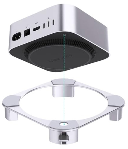 Aluminiumstativ för Mac mini M4/M4 Pro med praktisk strömbrytarknapp, ventilation och högpresterande kylning, halkfritt och stabilt fäste med dubbelsidiga silikonkuddar för skydd (13 x 13 x 2 cm)