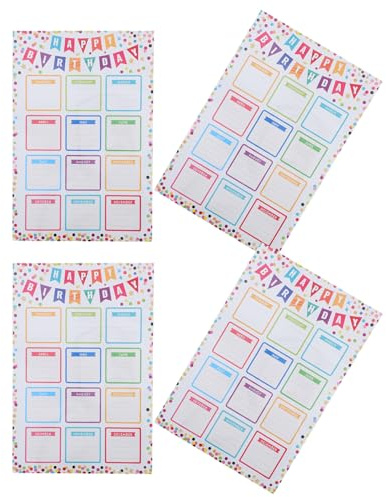 Parliky 4 Pezzi Poster Calendario Compleanni per Aula Decorazioni Colorate per Bacheca Forniture Scolastiche per Insegnanti Adatti Studenti e Ritorno Scuola