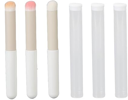 Juego de 3 brochas para labios, brocha para difuminar labios y brocha para mezclar maquillaje, fina y suave con diseño de cabeza redonda para una aplicación precisa del lápiz