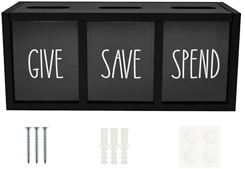 Give Save Spend Money Box Visualisierte Save Spend Bank Holz-Geldsparbox Praktisches Sparschwein für Kinder Safe Box Money Saver Countertop Wall Mount Kultivieren Sie Geldsparen für Kinder zu Hause