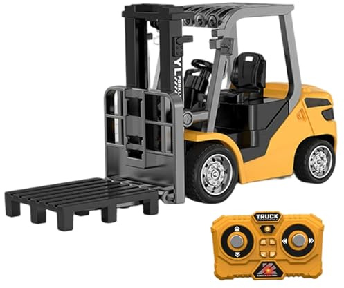 AZIDWERYQ Carrello elevatore Giocattolo, Carrello elevatore telecomandato a 3 velocità con luci e Suoni, Veicoli da Costruzione RC con Ricarica USB 1:64 per Ragazzi Ragazze Bambini Mini