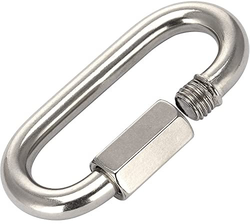OPIOL QUALITY® Ketten Schnellverschluss Ø 8 mm aus Edelstahl A4 V4A (4 Stück) Karabiner Verschraubung Kettenverbinder Schraubverbinder Kettenglied Schraubkarabiner