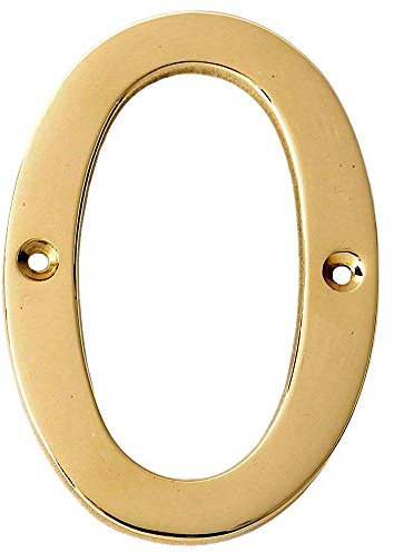 Motif Collection - Numero civico per porta, finitura in ottone lucido, 10 cm, Ottone, Number 0