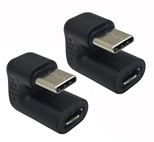 Traovien USB C U Shape Adapter, 180 Degree USB Type C Male to USB Micro Female Charging Convertor Adapter for Laptop & Tablet & Mobile Phone [only Charging](2 Pack)