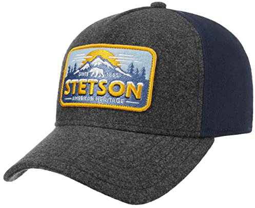 Stetson Casquette Trucker Polar Homme - Mesh de Baseball Snapback Snapback, avec visière, visière Automne Été Printemps Hiver Printemps-été - Taille Unique Gris-Bleu