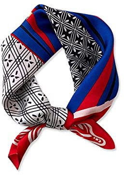 LumiSyne Seidenschal Damen Quadratischer Schal Farbnähte Geometrische Paisley Muster Seidentuch Leicht Satin Vierecktuch Dekoration Halstuch Bandana Kopfschmuck Haarband