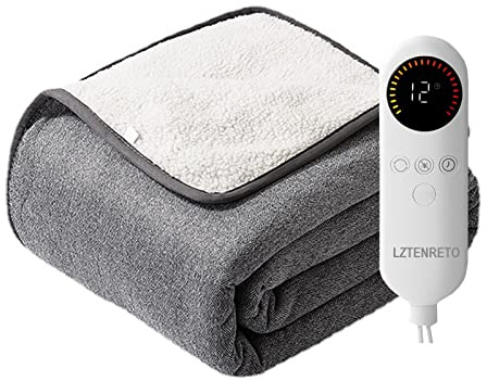Electric Blanket,Heated Underblanket Double Sided Heated Mattress Pad Fleece Warmer with 4 Heat Settings Auto Shut Off Timer Washable (Grey,Single(80 * 180cm))