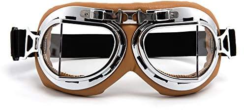 evomosa Lunettes de moto Vintage coupe-vent de sable de prévention de la poussière des lunettes de moto pour les hommes des femmes de circonscription des lunettes (Lentilles transparentes)
