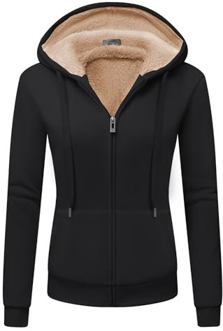 GEEK LIGHTING Sweatjacke Damen Gefüttert Kapuzenpullover Damen Winter Fleecejacke mit Kapuze Warm Einfarbig Sweatshirt Hoodie Zip Kapuzenjacke mit Reißverschluss M-2XL