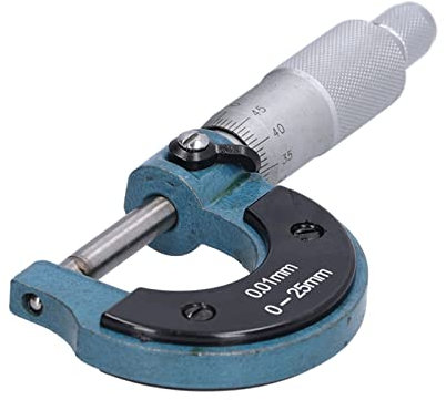 Micrómetro Exterior, Micrómetro de Espesor Herramienta de Medición de Espesor de Alta Precisión de Acero Inoxidable con Llave de 0,01 Mm (0-25 mm)