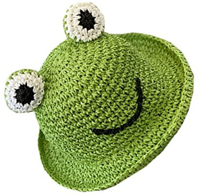 PACKOVE 1stk Frosch Hut Lustige Fischer Strand Hut Teepartyhüte Für Mädchen Sommerlicher Fischerhut Frosch Eimer Hut Frosch Mütze Tier Partei Hüte Tierhüte Draussen Stroh Weicher Hut Kind