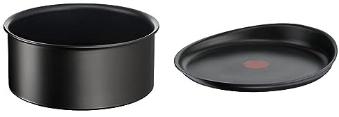 Tefal Ingenio Eco Resist Casserole 18 cm (2,1 L), Empilable, Induction, Facile à nettoyer & Ingenio Eco Resist Poêle à crêpe 27 cm, Empilable, Fonte d'aluminium, Revêtement