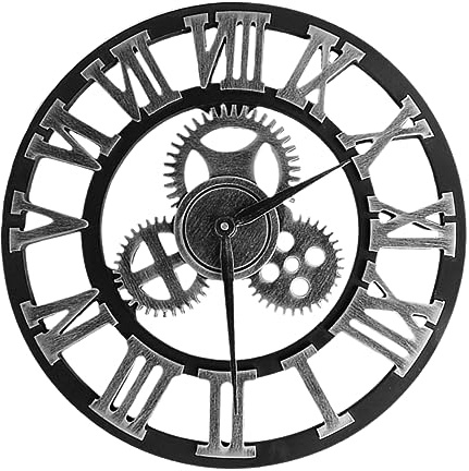 Artibetter Industriell Outdoor-Uhr Mit Metalldekor Digitale Rustikale Uhr Zahnrad Steampunk- Große Aus Holz Silber Geschenk Dekorieren Dekorationen Europäischer Stil