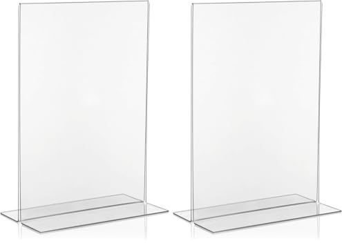 VITAdisplays Présentoir publicitaire en T DIN A4, Support en T, Présentoir de table, Présentoir en verre acrylique en PLEXIGLAS original (Lot de 2)