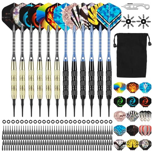 Deetenks 12 Piezas Juego de Dardos de Punta Suave Kit de Set de Dardos Suaves de 18 Gramos Dardos Profesionales para Tablero de Dardos