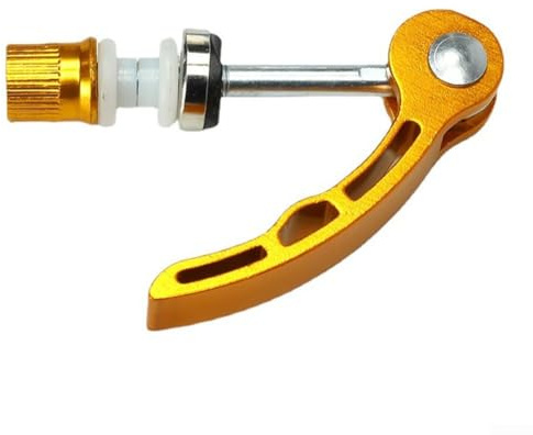 DAZZLEEX Bike Seatpost Clamp Aluminum Alloy Quick Release Clamp Locking Screw Quick Release For Road Bike Bicycle(m6x50mm gold)
