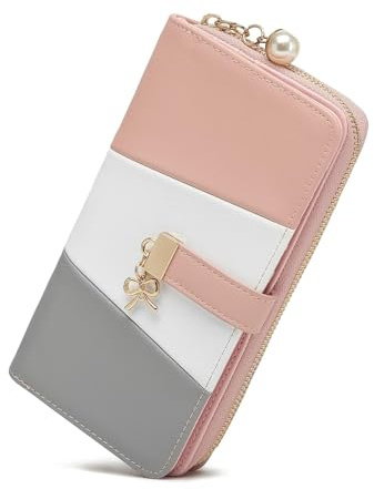 Miss Lulu Damen Geldbörse Klassische Lange Reißverschluss Portmonee Multi-Kartensteckplätze Kunstleder