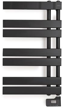 CREATE / Warm Towel Modern/Portasciugamani Elettrico da Parete, Nero, 80 x 50 cm, 2 in 1, 6 modalità di Funzionamento, Schermo LCD, Timer Fino a 24 Ore, 400 W