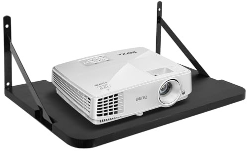 Solid Wood Black Projector Shelf - 16.2 x 11 (L*W), Floating Wall Mount, Modem & Cable Box Shelf for Xbox Series PS5 PS4