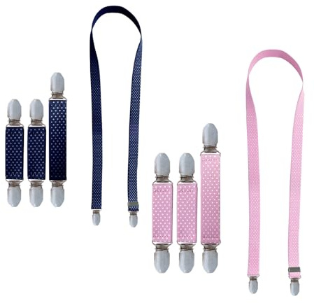 EUPSIIU 8 Pièces Pinces pour Mitaines et Pinces à Chapeau Pinces à Moufles avec Sangle Entièrement Réglable pour Enfants et Adultes, Clips Cardigan Elastique Chandail Clip (Rose, Bleu)